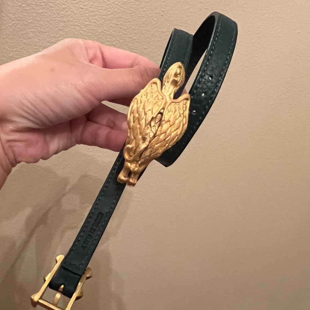 Valentino green leather + gold phoenix bracelet